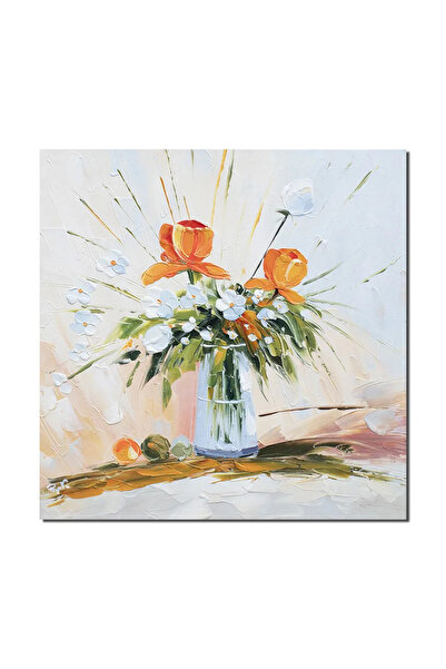artnova Ръчно рисувана картина с ваза и цветя, Чистота, 60x60см маслена карти...