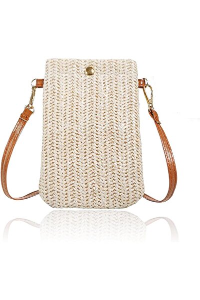 JOYZZZ Straw Shoulder Bag, Small Crossbody Cell Phone Purse for Women,