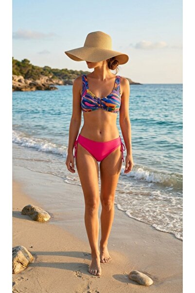Maser Kadın Fuşya Yanları Bağcıklı İpli Bikini Altı