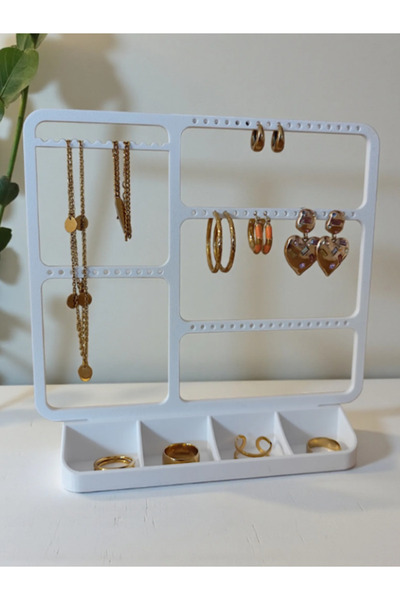 Fullment Aesthetic Desktop Jewelry Stand, Compartmentalized Earring and Ring ...