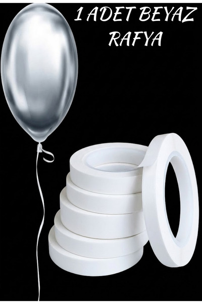 baloss fer 25 Metre Beyaz Rafya Balon Bağlama İpi Hediye Paketleme Parti Süsl...
