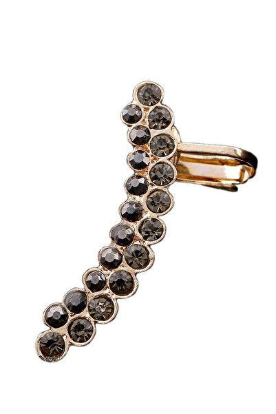 VeeShop Cercel ear cuff elegant, doua randuri arcuite cu cristale zig zag