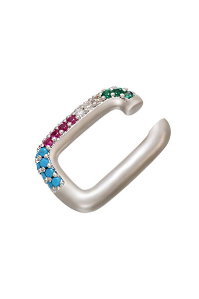 VeeShop Κομψό σκουλαρίκι ear cuff, μεγάλο ορθογώνιο, διακοσμημένο με κρύσταλλα