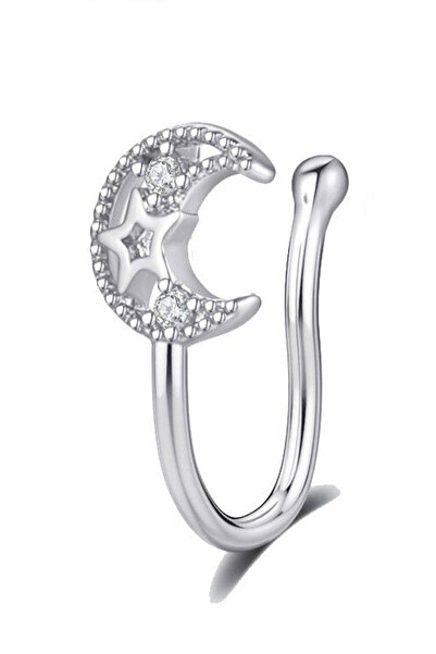 VeeShop Cercel ear cuff minimal, piercing fals pentru nas, semiluna cu stelut...