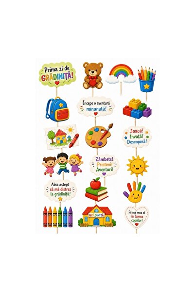 DecoParty Set de decorațiuni pentru tort – Tematică Prima Zi de Grădiniță, 19...