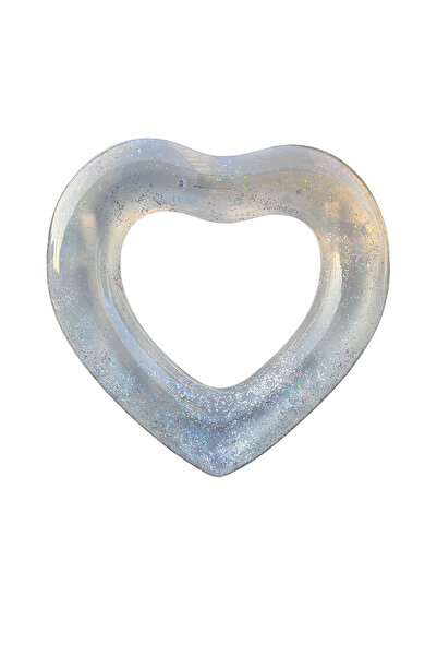 Generic Sparkling heart-shaped PVC swim ring with glitter. Lightweight & port...