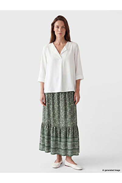 LC Waikiki Sparkling Choices Floral Ruffle Skirt with Waist Cord by Shining S...