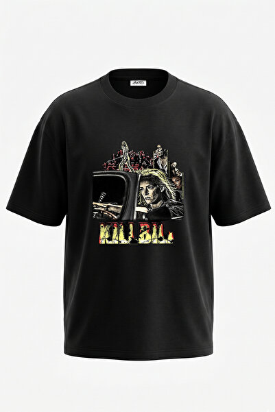 Anetos Μαύρο μπλουζάκι με στάμπα Kill Bill Design σε μεγάλο μέγεθος