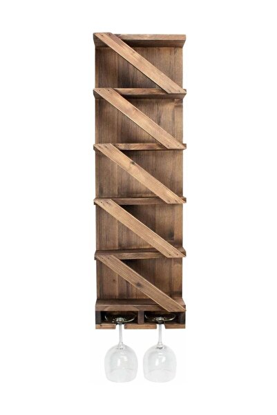 handanca Dekoratif Rustic Masif Ahşap Modern Şaraplık Içki Standı Duvar Rafı ...
