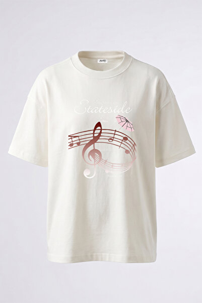 Anetos Pinkpantheress Stateside Design Printed Oversize White T-Shirt