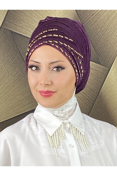 MY UKİYO STORE TESETTÜR GOLD BONCUKLUL EL İŞLEMELİ ABİYE BONEŞAL