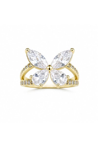 Home Butterfly Patterned Zircon Stone Adjustable Steel Women's Ring