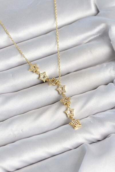 Inure Jewelry قلادة نسائية من الفولاذ 316L موديل ستار لون ذهبي مرصعة بحجر الز...