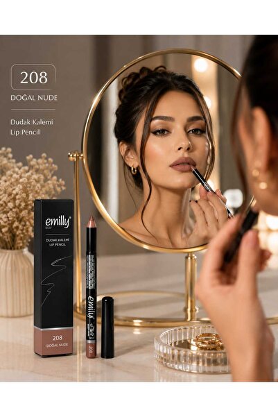EMILY Automatic Lipliner 207 Gül Kurusu Dudak Kalemi – Uzun Süre Kalıcı, Yumu...