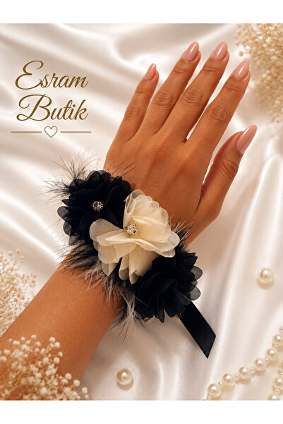 Esram Butik Siyah Krem Nedime Bilekliği 10 Adet, Kına Gecesi, Bekarlığa Veda,...