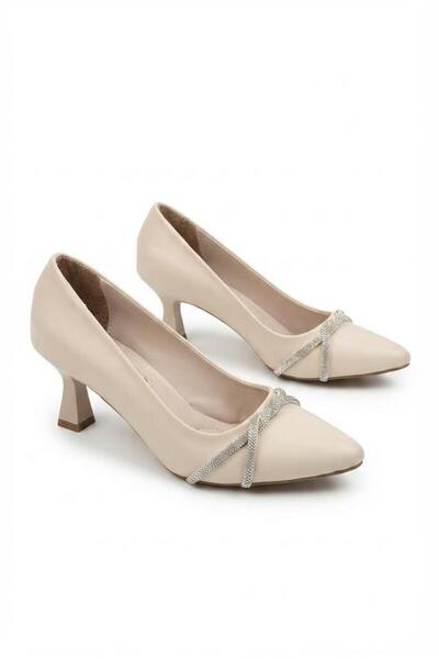 fort 80238 Comfortable Twist Stone Accessory 6 cm Heel Height Pointed Toe Wom...