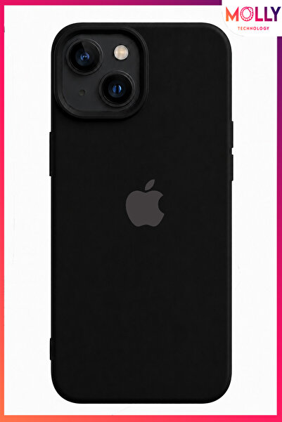 Molly iPhone 15 İçin Siyah Lansman İçi Kadife Mat Soft Silikon Kılıf