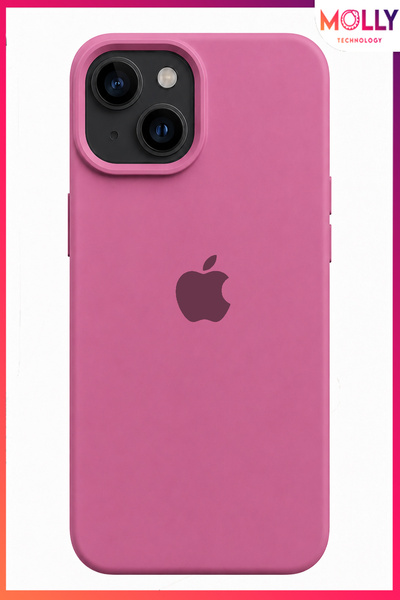 Molly iPhone 15 İçin Elma Figürlü Rozalin Liquid İçi Kadife Mat Silikon Kılıf
