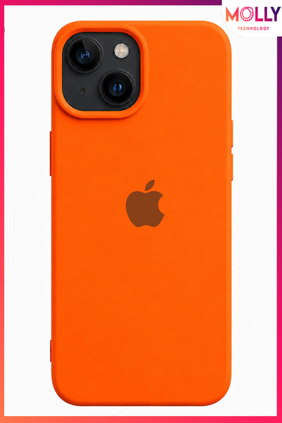 Molly iPhone 15 İçin Turuncu Lansman İçi Kadife Mat Silikon Kılıf