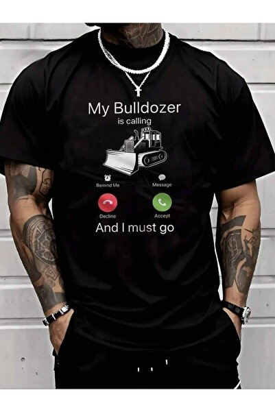 Astogria13 Bulldozer Calling Funny Graphic Men's Pattern Print TT Shirt Cool ...