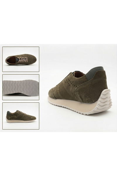 ERDOĞAN TULGAR Genuine Nubuck Suede Leather Thermoactive Sole Top Quality Odorless Green Men's Sneaker Te0125
