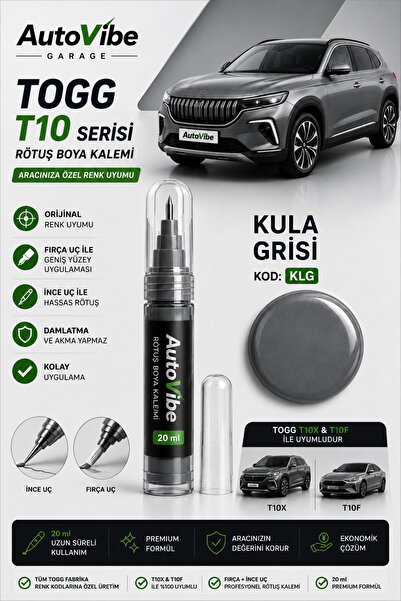 AutoVibe TOGG Kula Grisi Rötuş Boyası Kalemi 2'si 1 Arada Tam Uyumlu