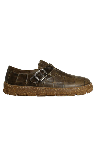 Platin Khaki Croco Women's Casual Shoes
