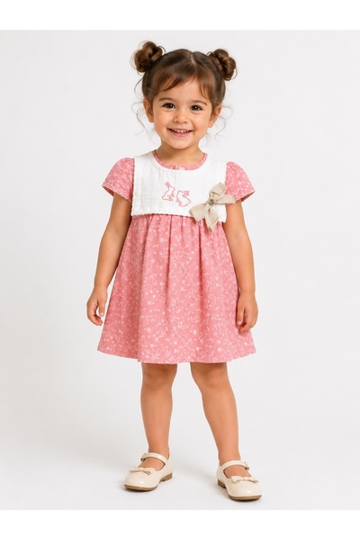 Babyhola Baby Girl Muslin Short Sleeve Summer Dress 15233