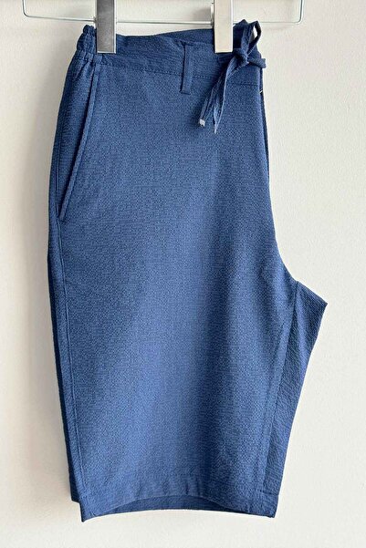 Slim Fit Yandan Cepli Gofre Dokulu Şort