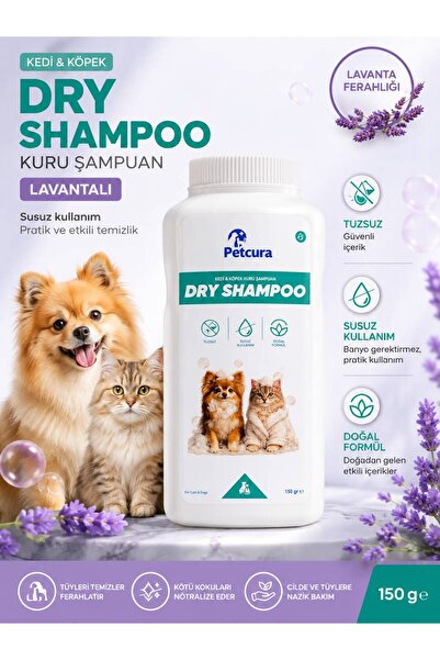 PETCURA Kedi Köpek Toz Kuru Şampuan Lavantalı 150 g