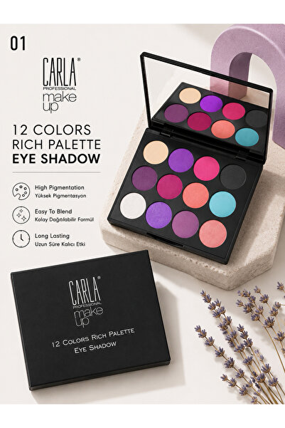 Carla Professional Make Up 12-Piece Intense Pigmentation Eyeshadow Palette No:01