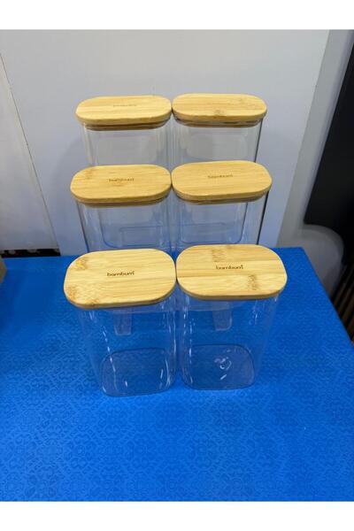 Bambum Multy Bamboo Lid Glass Storage Container Set of 6 1500 ml