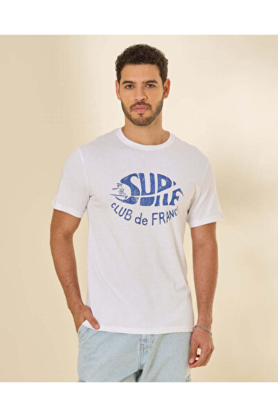 REDTAG Men White Printed T-Shirt