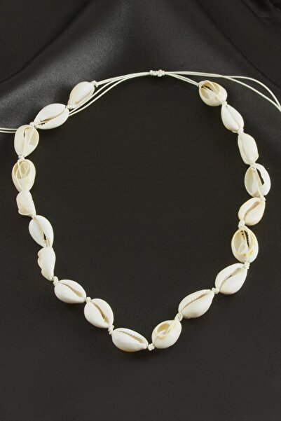 ZERO LAND Spt-Gld Oyster Macrame Necklace (161408) - Cream