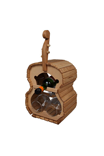 LimArt Set Cadou Artizanal „Mini Cello”, Suport Lemn in Forma de Vioara, 43x2...