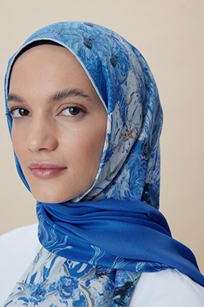 Maisa Deep Cotton Silk Shawl Blue