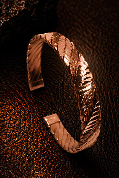 OSMANLI GÜMÜŞ Women's Copper Bracelet Embossed Patterned Model Handcrafted Ad...