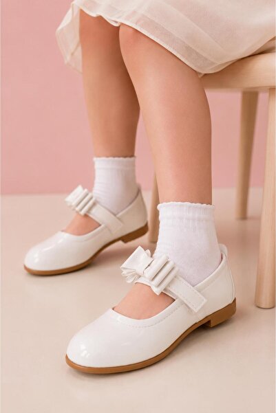 Pabuçland Daily Girls' Ballerinas with Orthopedic Insole and Bow Detail