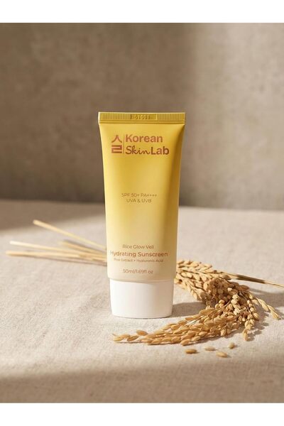 korean skin lab Rice Glow Veil Hydrating Sunscreen SPF 50+ PA++++ (50ml). No White Cast Daily Sun Block .