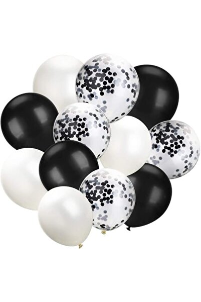 Yıldızan Black Concept 9Th Birthday Celebration Set; White Balloon with Black...