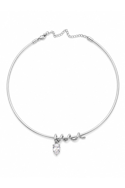 Venus Design Steel Drop Stone Choker Necklace