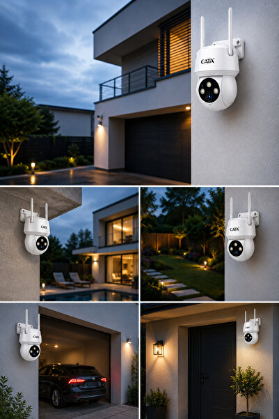 Cata CT-4051 Dış Mekan Akıllı IP Kamera 2K 3MP Wi-Fi Gece Görüşlü Hareket Sensörlü IP66 Güvenlik Kamerası
