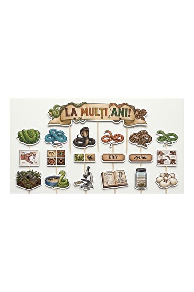 DecoParty Set de decorațiuni pentru tort – Tematică șerpi, 19 piese, Carton, ...