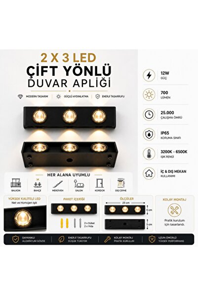 SerBugo BSL-10 Led Aplik Aydınlatma Çift Taraflı Led Dekoratif Duvar Aplik