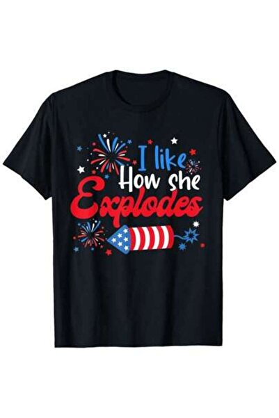 NOURAM I Like How She Explodes Fireworks Couple 4th Of July Graphic Tees T-Sh...