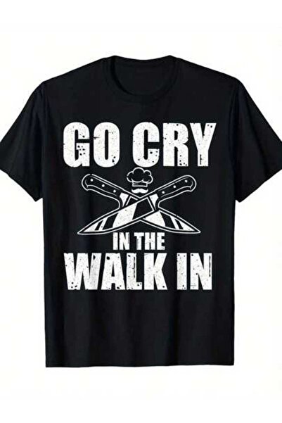 45 BPM تي شيرت طهاة مضحك بتصميم GO CRY THE WALK IN، قميص ثقيل الوزن للطهاة وا...