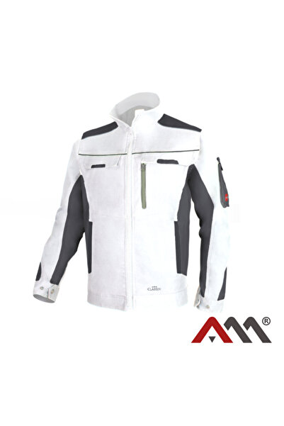 Artmaster Jachetă clasică elastică slim, alb/gri, mărimea 52, Artmas ART701061