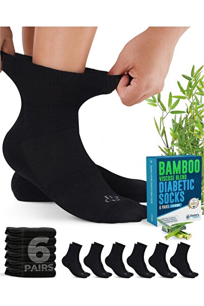 Doctor's Select Bamboo Viscose Diabetic Socks 1/4 Height 6-Pack