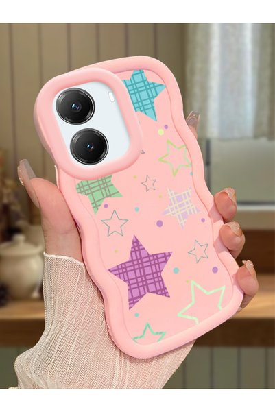 Hontinga Poco X7 Pro Compatible Case Camera Protector Pink Silicone Couple Ph...