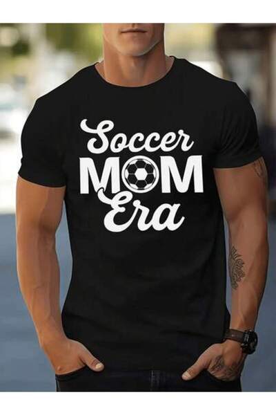 799 تي شيرت كاجوال بتصميم جرافيك يتميز بياقة دائرية، وطباعة عبارة "Foccer Mom...